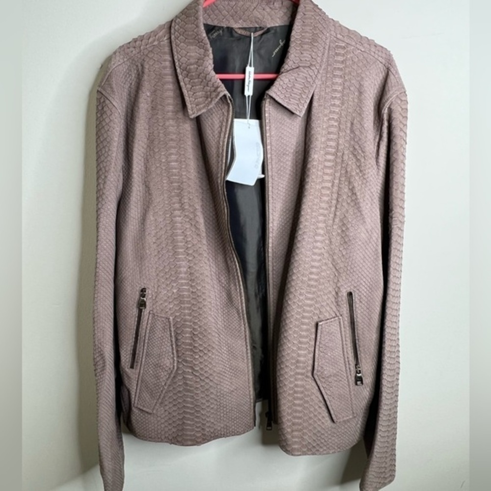 Salvatore Ferragamo Men’s Python Leather Jacket Beautiful Tan $6100 sz 56 - Picture 1 of 7